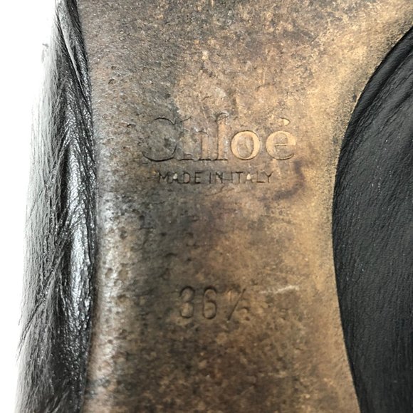 Chloé Lauren black leather scallop ballet flats - Picture 7 of 8